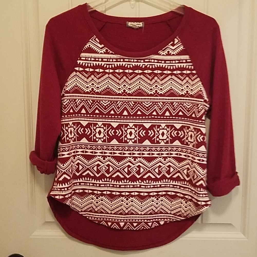 Eyeshadow / 3/4 Sleeve Aztec Print Blouse Size S